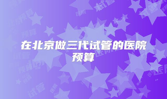 在北京做三代试管的医院预算