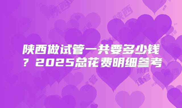 陕西做试管一共要多少钱？2025总花费明细参考