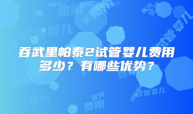 吞武里帕泰2试管婴儿费用多少?有哪些优势?