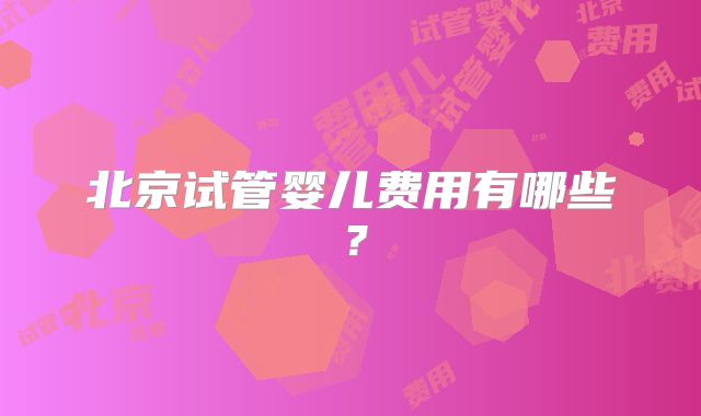 北京试管婴儿费用有哪些？