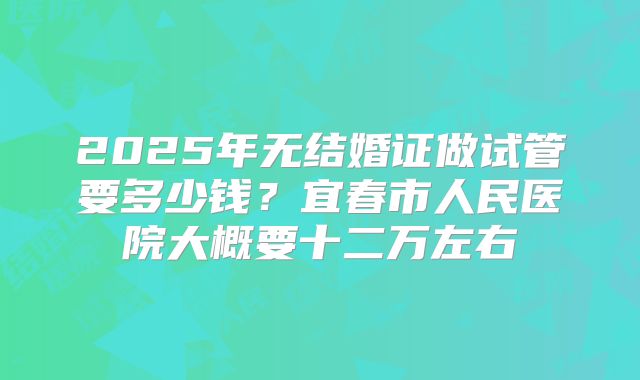 2025年无结婚证做试管要多少钱?宜春市人民医院大概要十二万左右