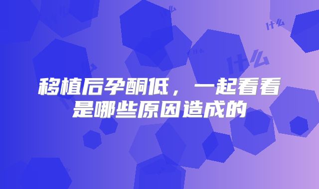 移植后孕酮低，一起看看是哪些原因造成的