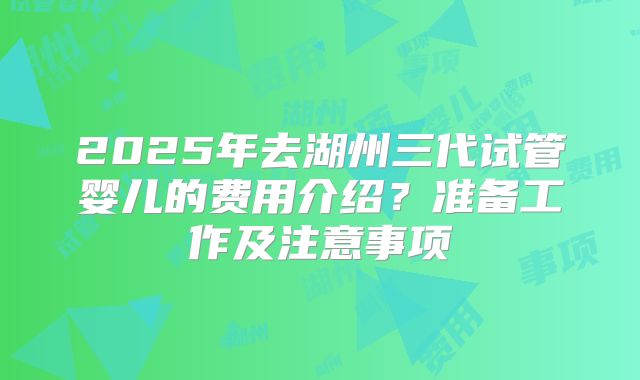 2025年去湖州三代试管婴儿的费用介绍？准备工作及注意事项