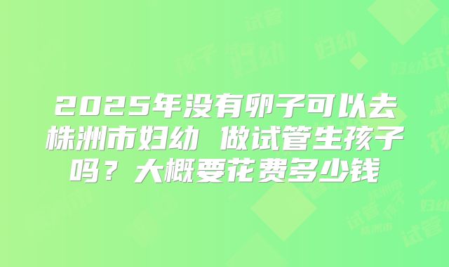 2025年没有卵子可以去株洲市妇幼 做试管生孩子吗？大概要花费多少钱