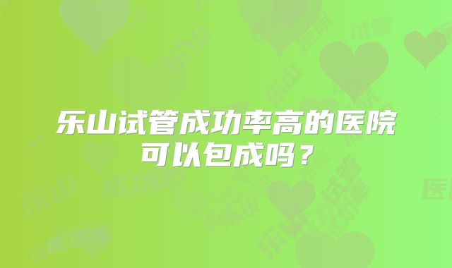 乐山试管成功率高的医院可以包成吗？