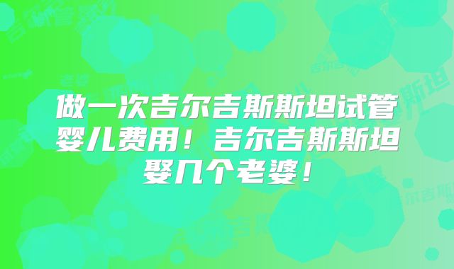 做一次吉尔吉斯斯坦试管婴儿费用！吉尔吉斯斯坦娶几个老婆！
