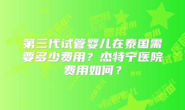 第三代试管婴儿在泰国需要多少费用？杰特宁医院费用如何？