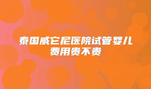 泰国威它尼医院试管婴儿费用贵不贵
