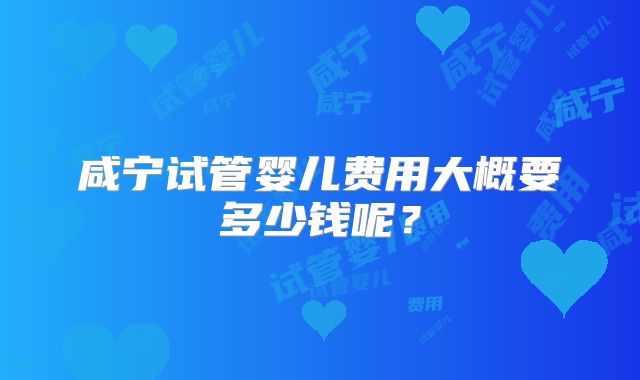 咸宁试管婴儿费用大概要多少钱呢？