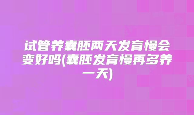 试管养囊胚两天发育慢会变好吗(囊胚发育慢再多养一天)