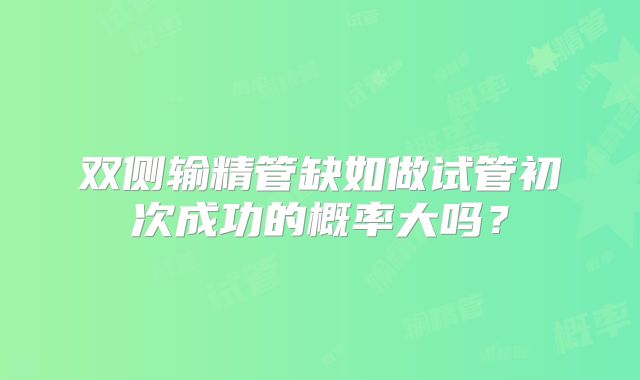 双侧输精管缺如做试管初次成功的概率大吗？