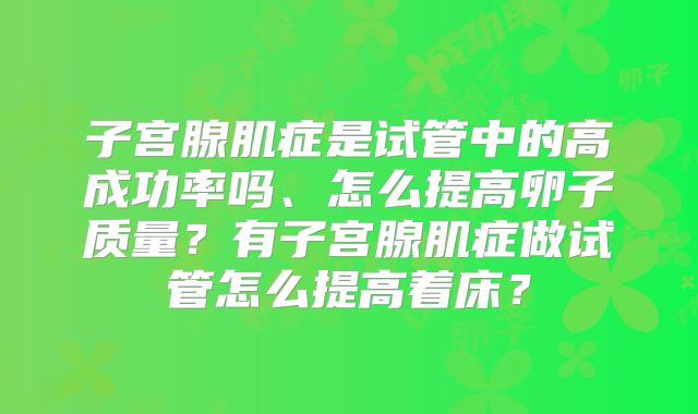 子宫腺肌症是试管中的高成功率吗、怎么提高卵子质量？有子宫腺肌症做试管怎么提高着床？