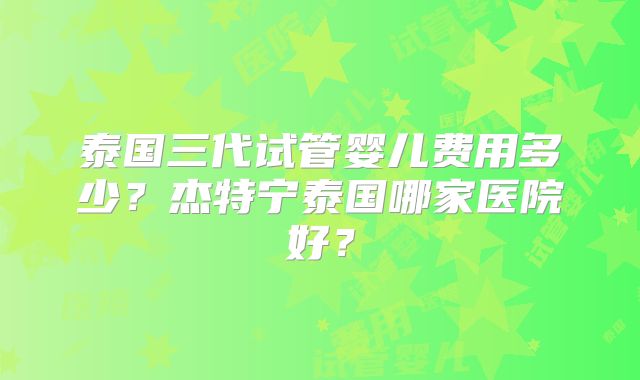 泰国三代试管婴儿费用多少？杰特宁泰国哪家医院好？