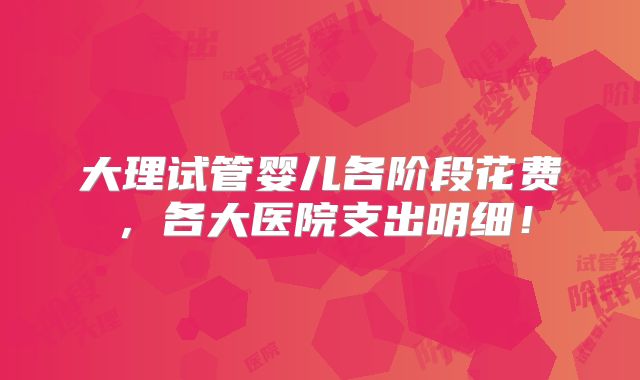 大理试管婴儿各阶段花费，各大医院支出明细！