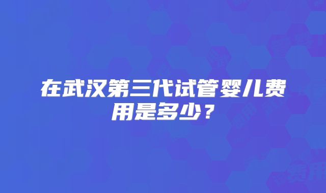 在武汉第三代试管婴儿费用是多少?