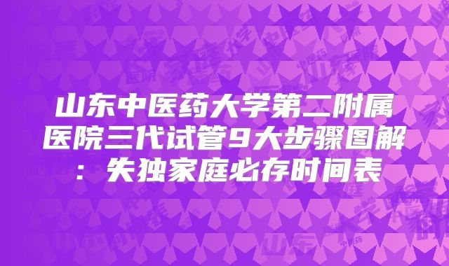 山东中医药大学第二附属医院三代试管9大步骤图解：失独家庭必存时间表