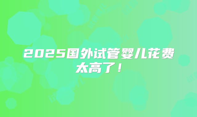 2025国外试管婴儿花费太高了！