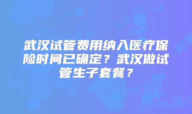 武汉试管费用纳入医疗保险时间已确定？武汉做试管生子套餐？