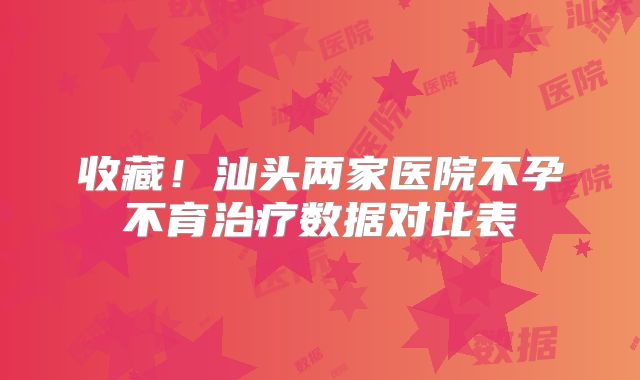 收藏！汕头两家医院不孕不育治疗数据对比表