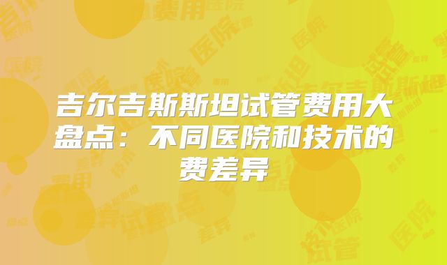 吉尔吉斯斯坦试管费用大盘点:不同医院和技术的费差异