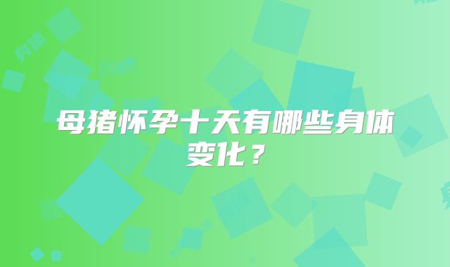 母猪怀孕十天有哪些身体变化？
