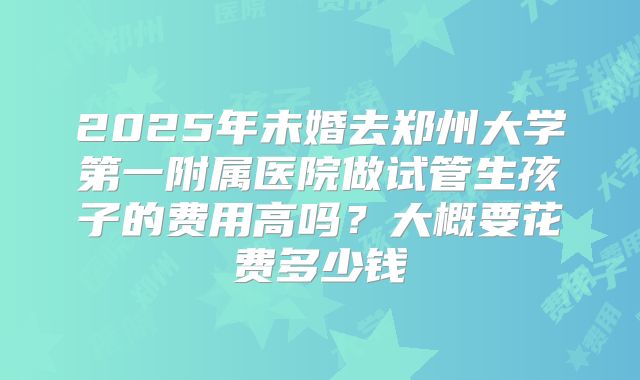 2025年未婚去郑州大学第一附属医院做试管生孩子的费用高吗？大概要花费多少钱