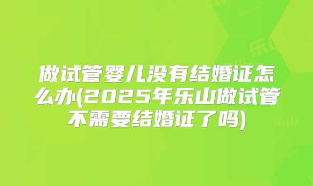 做试管婴儿没有结婚证怎么办(2025年乐山做试管不需要结婚证了吗)