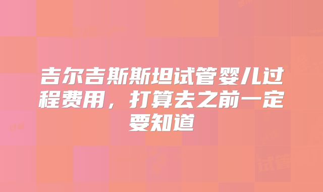 吉尔吉斯斯坦试管婴儿过程费用,打算去之前一定要知道