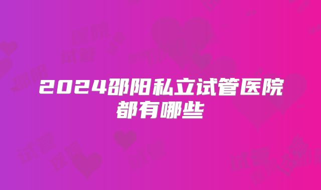 2024邵阳私立试管医院都有哪些
