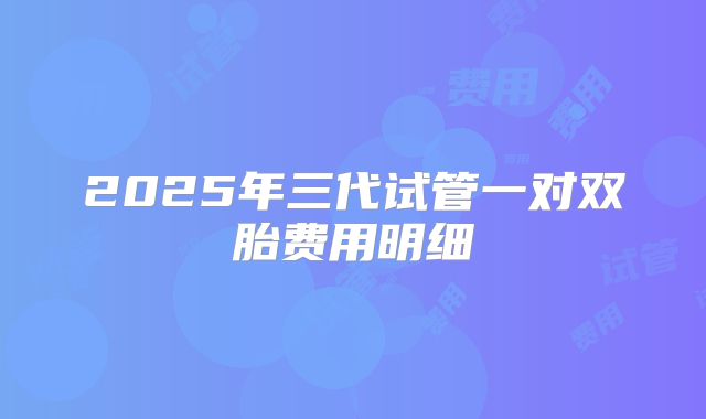 2025年三代试管一对双胎费用明细