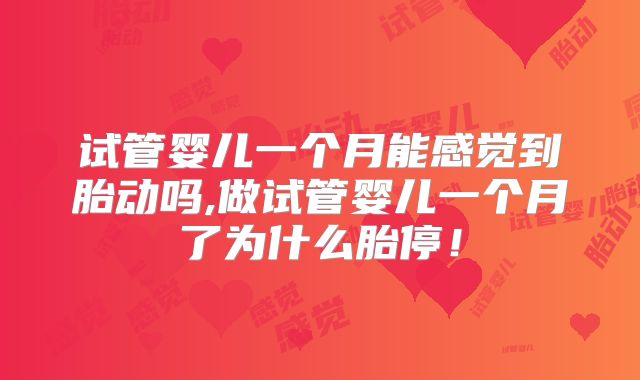 试管婴儿一个月能感觉到胎动吗,做试管婴儿一个月了为什么胎停!
