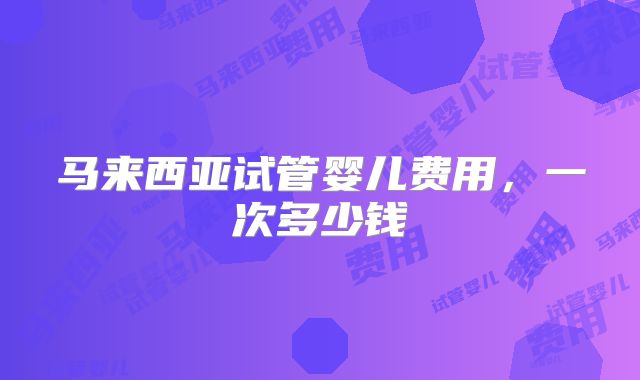 马来西亚试管婴儿费用，一次多少钱