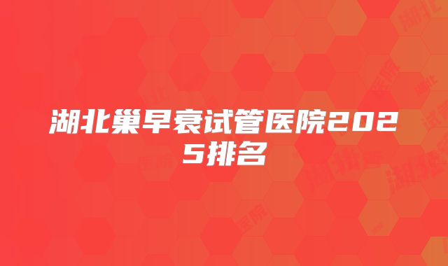 湖北巢早衰试管医院2025排名