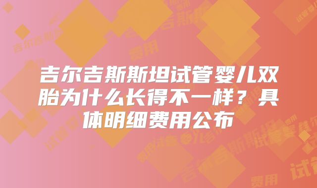 吉尔吉斯斯坦试管婴儿双胎为什么长得不一样？具体明细费用公布