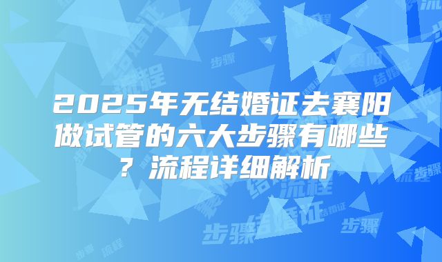 2025年无结婚证去襄阳做试管的六大步骤有哪些？流程详细解析