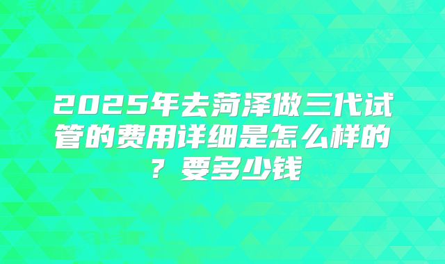 2025年去菏泽做三代试管的费用详细是怎么样的?要多少钱