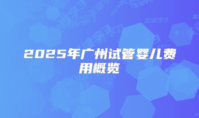2025年广州试管婴儿费用概览