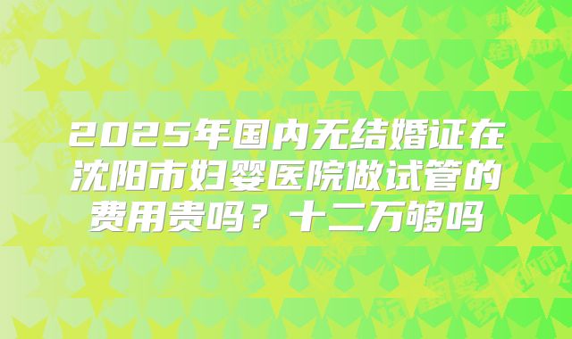 2025年国内无结婚证在沈阳市妇婴医院做试管的费用贵吗？十二万够吗