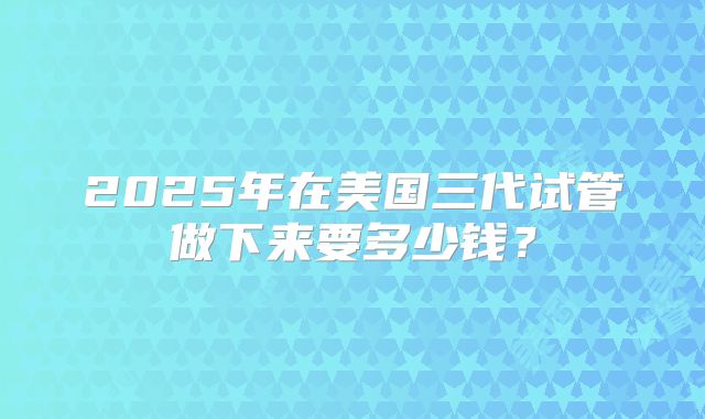 2025年在美国三代试管做下来要多少钱？