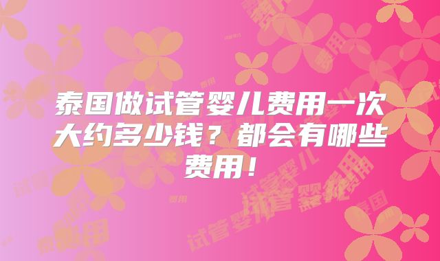 泰国做试管婴儿费用一次大约多少钱?都会有哪些费用!