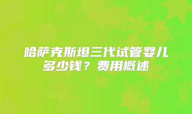 哈萨克斯坦三代试管婴儿多少钱？费用概述