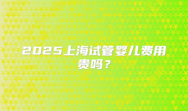 2025上海试管婴儿费用贵吗？