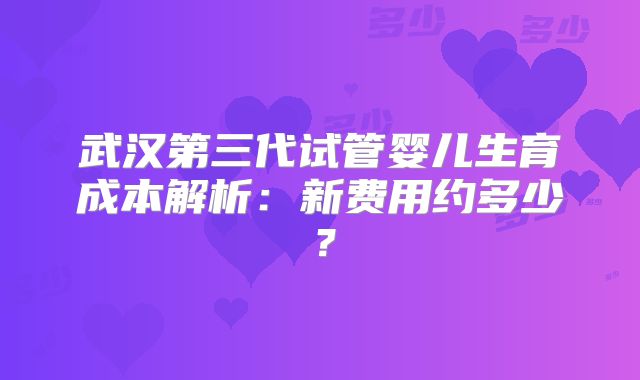 武汉第三代试管婴儿生育成本解析：新费用约多少？