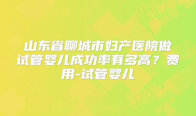 山东省聊城市妇产医院做试管婴儿成功率有多高？费用-试管婴儿