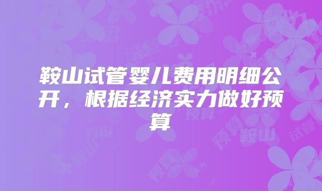 鞍山试管婴儿费用明细公开，根据经济实力做好预算
