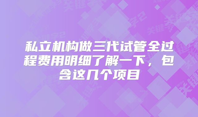 私立机构做三代试管全过程费用明细了解一下，包含这几个项目