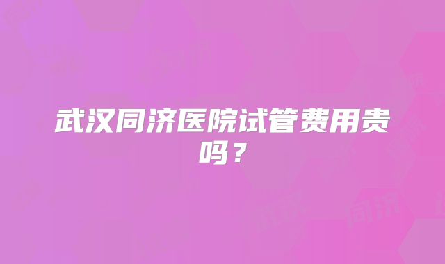 武汉同济医院试管费用贵吗？