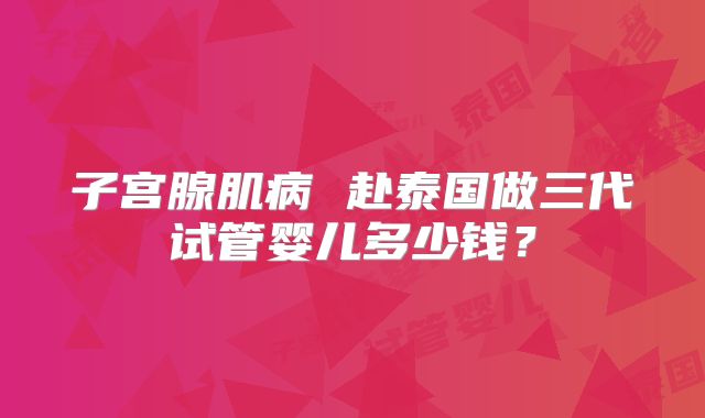 子宫腺肌病 赴泰国做三代试管婴儿多少钱?