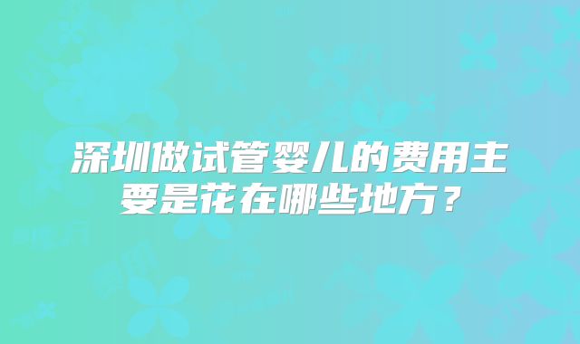 深圳做试管婴儿的费用主要是花在哪些地方？