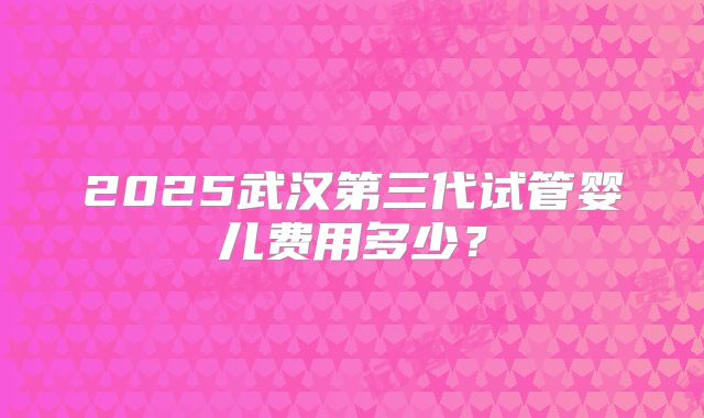 2025武汉第三代试管婴儿费用多少？